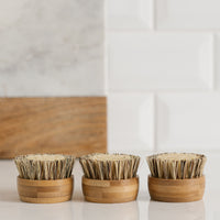3 replaceable bamboo bristled heads for Forever dishwashing brush