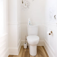 Toilet with Toilet Bowl Cleaner and Toilet Spray on tank