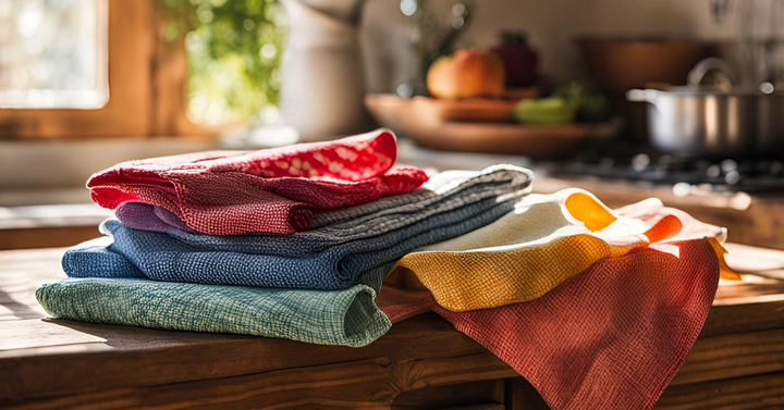 Dish cloths on counter. 