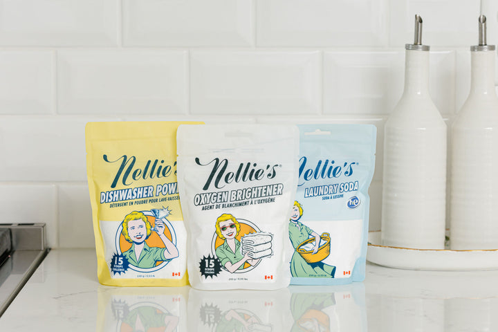 Nellie's Try It Bundle on kitchen counter.