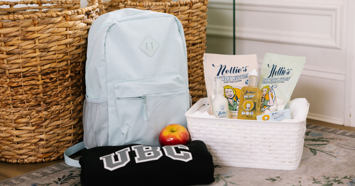 Nellie's Back-to-School Bundle packed and sitting by front door.