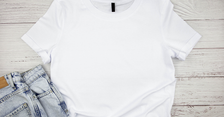 White t-shirt and jeans.