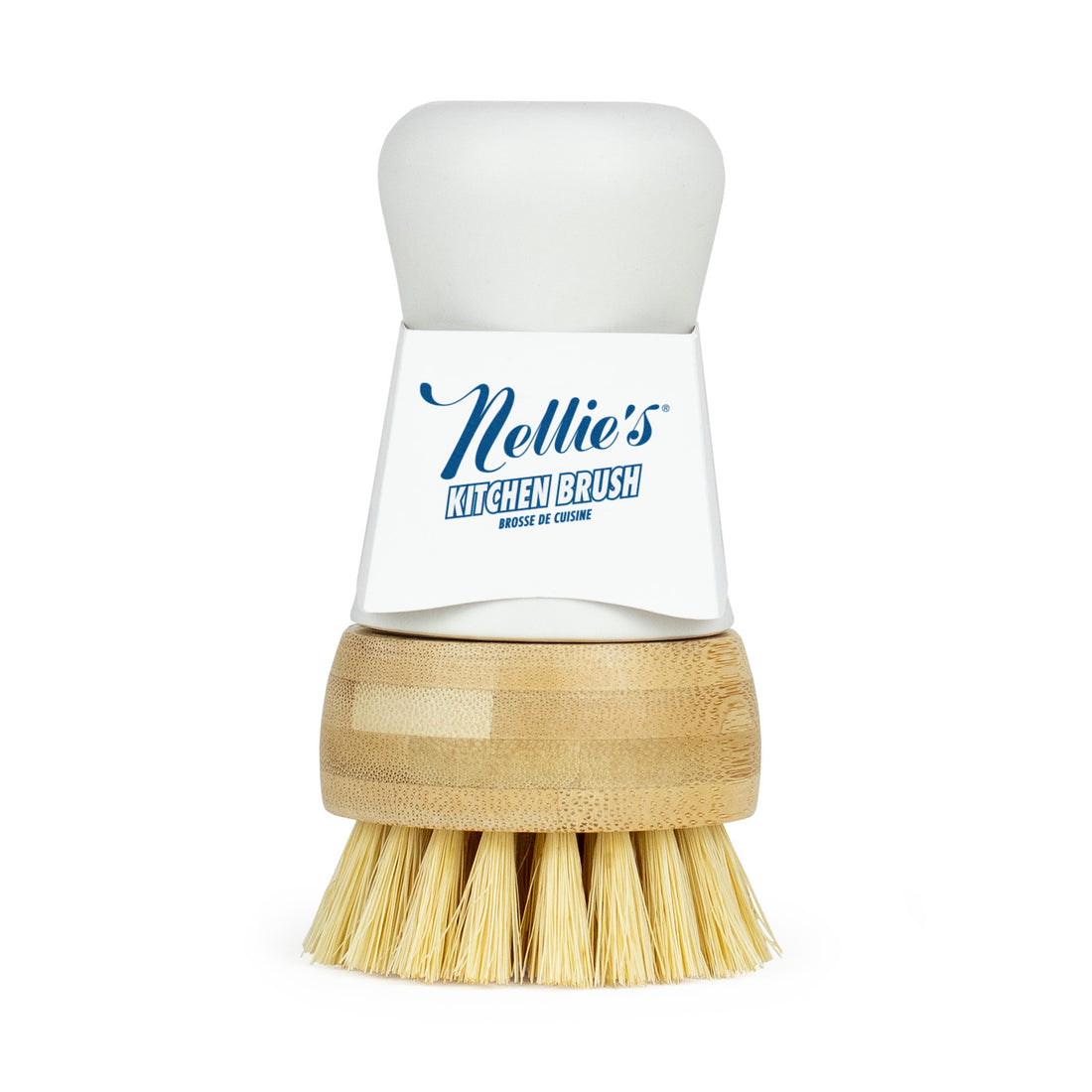 Nellie's Kitchen Brush with wooden handle and white top on a white background