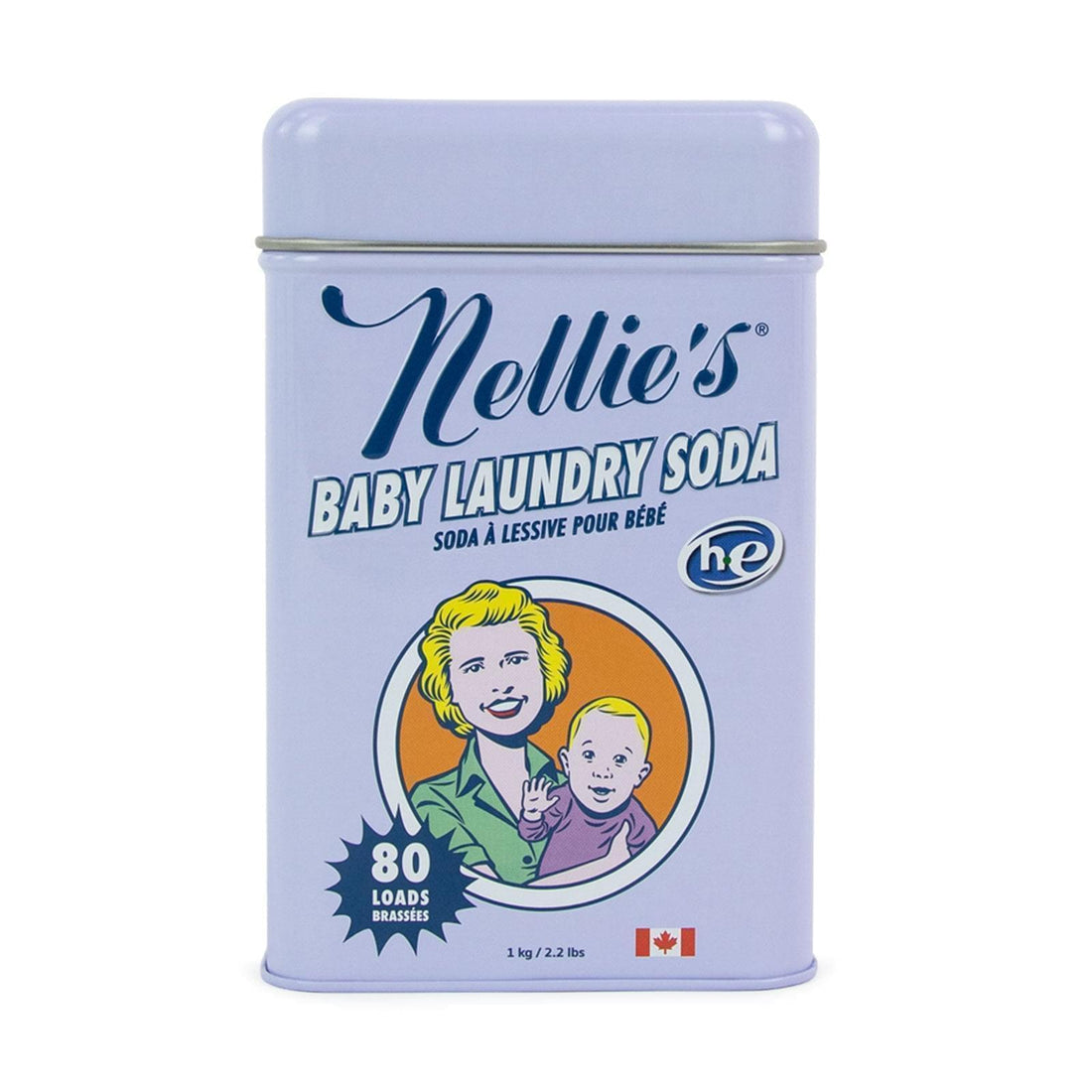 Nellie's Baby Laundry Soda 80 Loads in a reusable and refillable tin