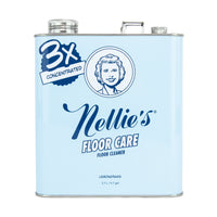 A 2.7 L metal can of Nellie's Floor Care Floor Cleaner in Lemongrass, featuring a light blue label with dark blue text and a silver metal cap, on a white background.