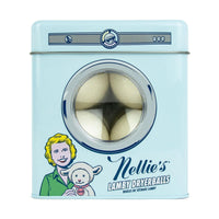 Four of Nellie's Lamby Wool Dryerballs in adorable and reusable dryer shaped tin