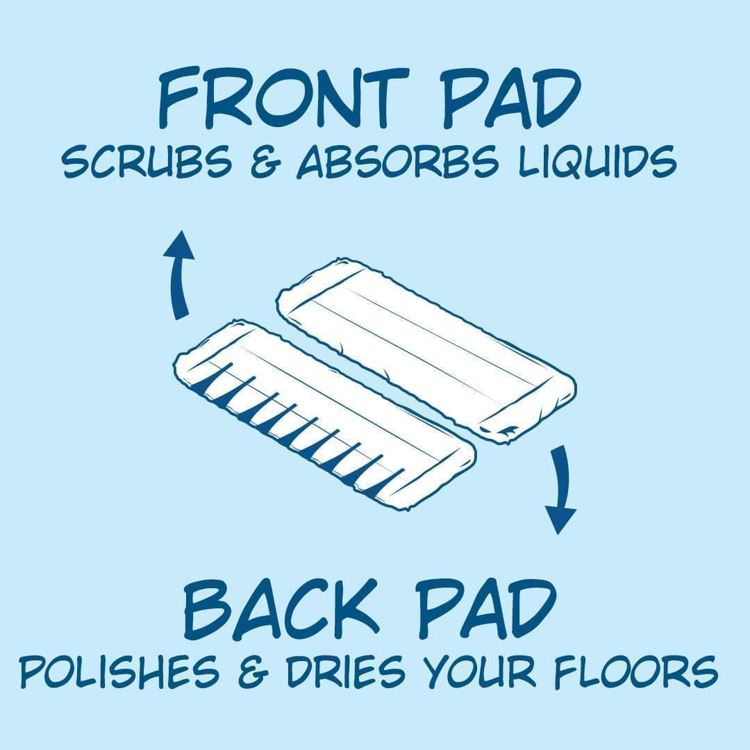 visual diagram showing which pad goes on the front and which pad goes on the back