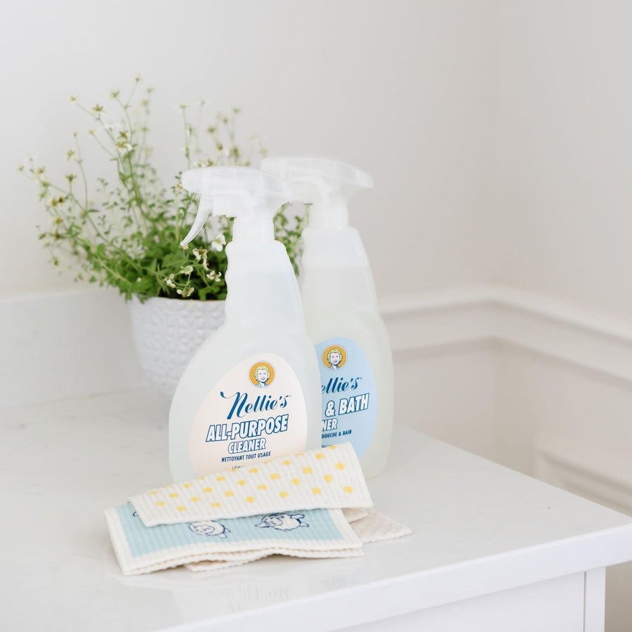 Bathroom Cleaner and All-Purpose Cleaner with Swedish Dishcloths