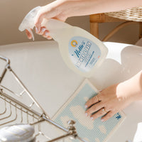 Cleaning tub with Swedish Dishcloth and Shower & Bath Cleaner